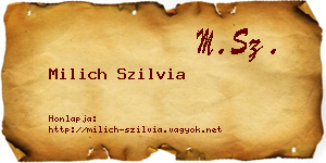 Milich Szilvia névjegykártya